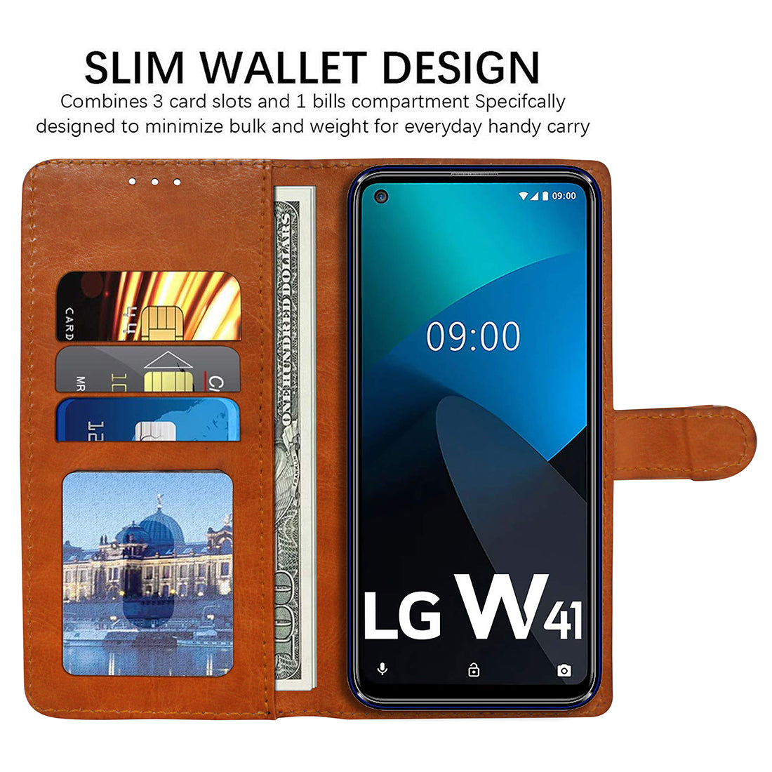 Premium Wallet Flip Cover for LG W41 4G