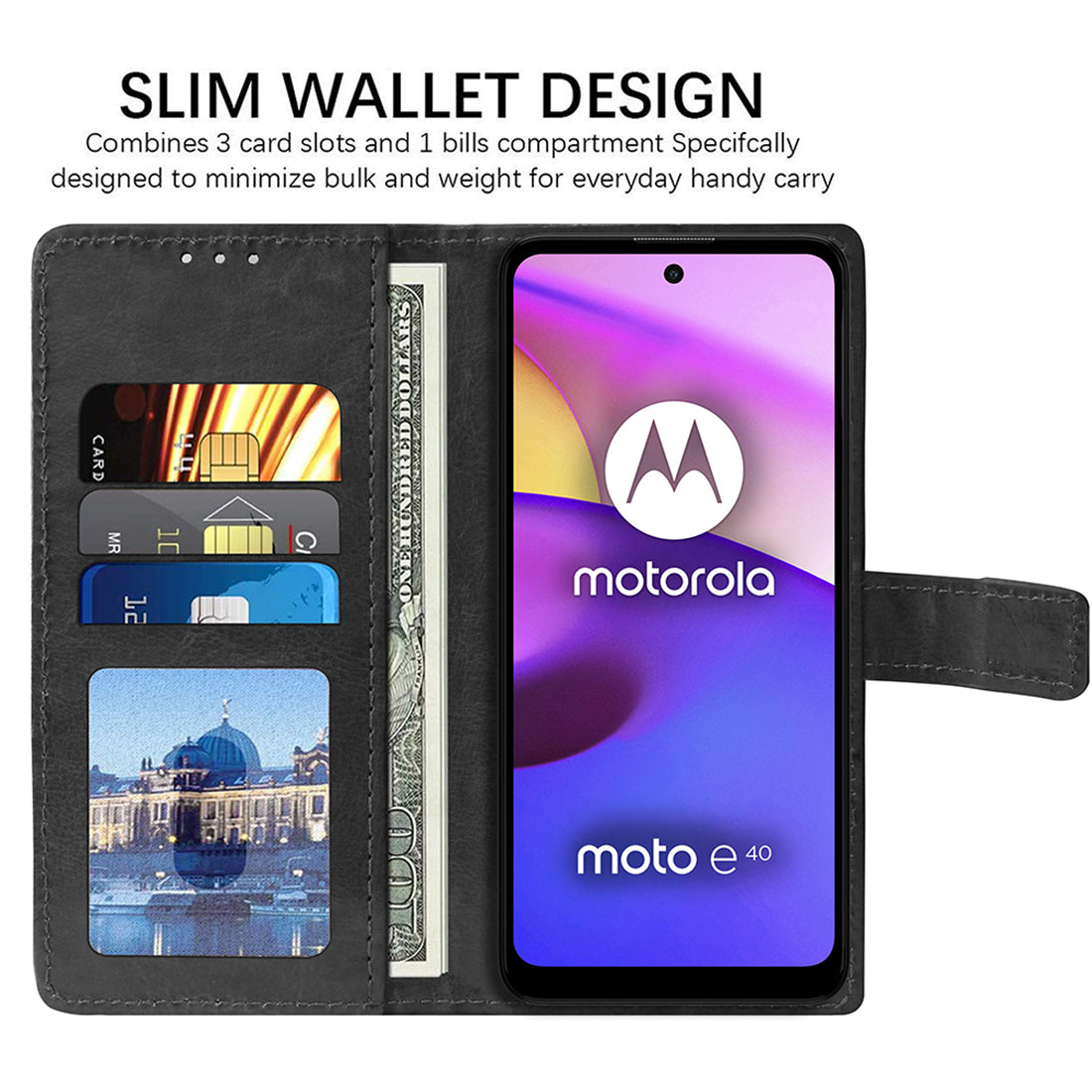 Premium Wallet Flip Cover for Motorola Moto E30 4G / E40 4G