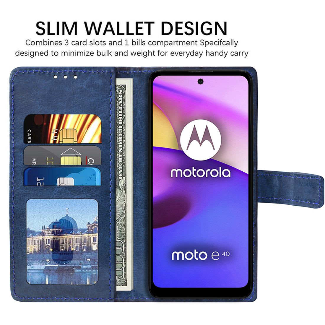 Premium Wallet Flip Cover for Motorola Moto E30 4G / E40 4G