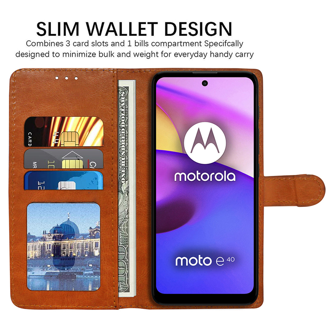 Premium Wallet Flip Cover for Motorola Moto E30 4G / E40 4G