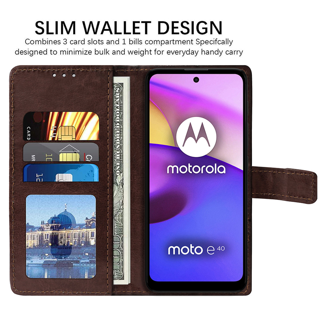 Premium Wallet Flip Cover for Motorola Moto E30 4G / E40 4G