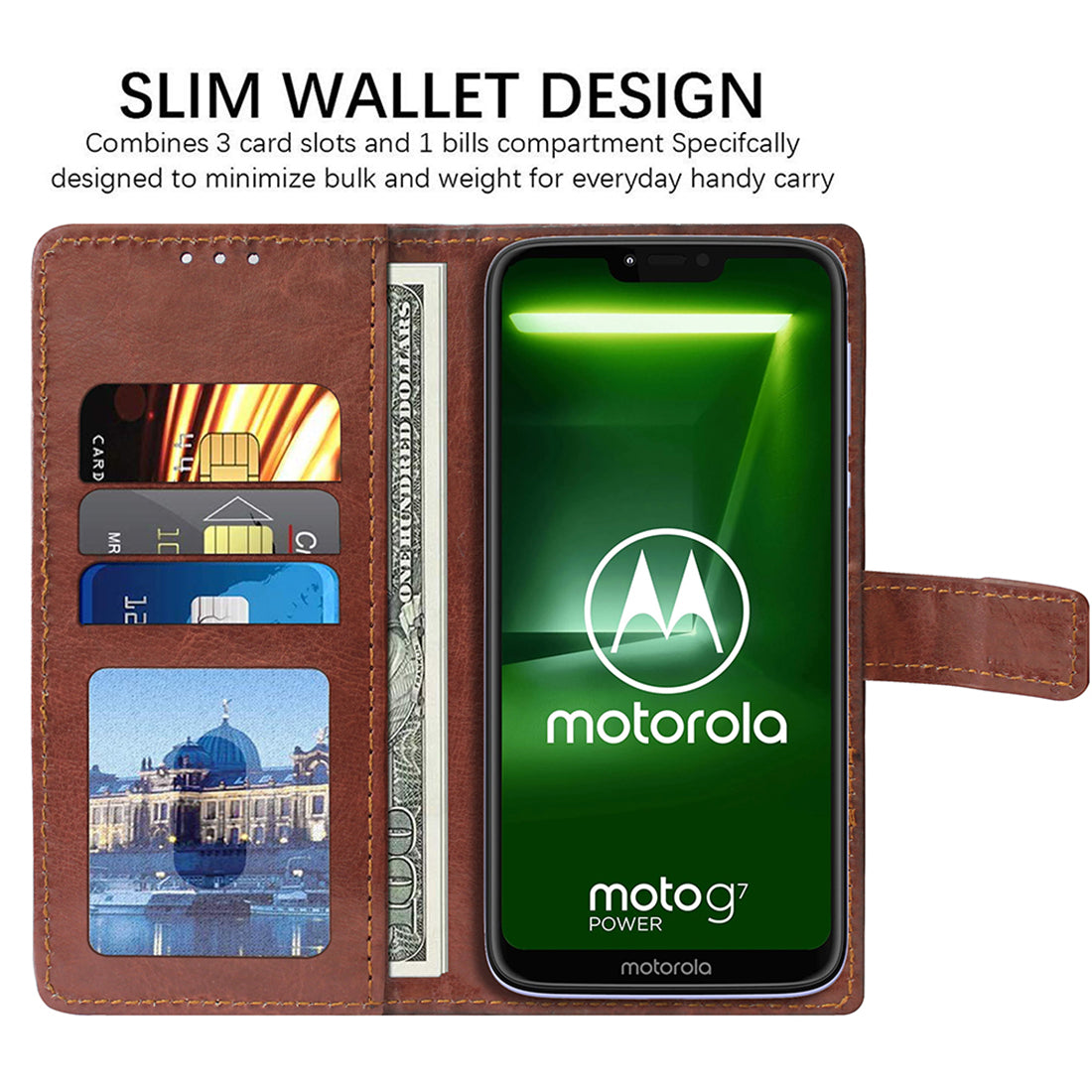 Premium Wallet Flip Cover for Motorola Moto G7 Power 4G