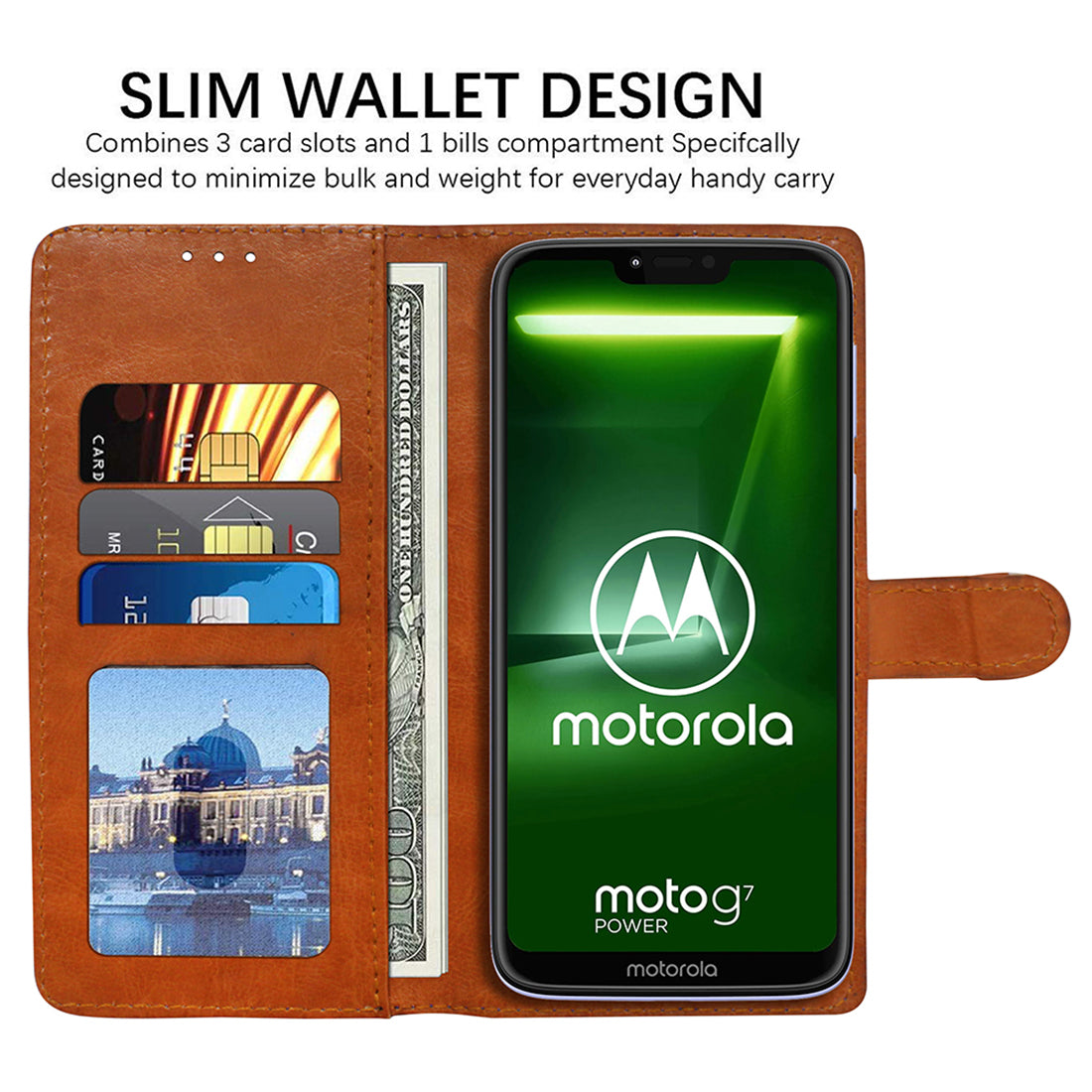 Premium Wallet Flip Cover for Motorola Moto G7 Power 4G