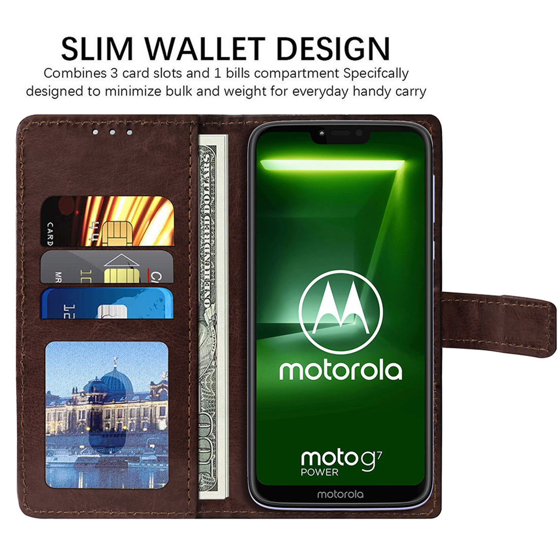 Premium Wallet Flip Cover for Motorola Moto G7 Power 4G