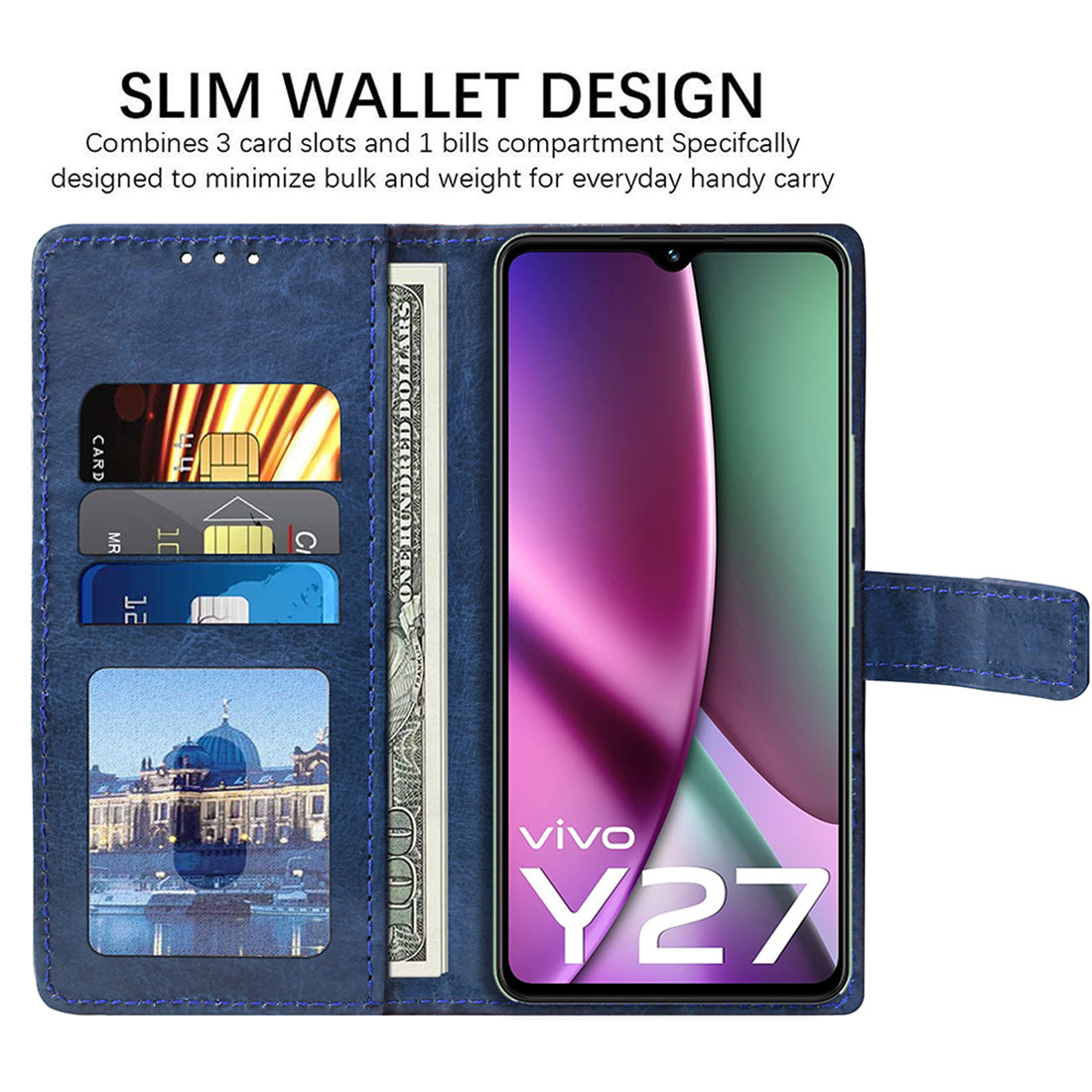 Premium Wallet Flip Cover for Vivo Y27 4G