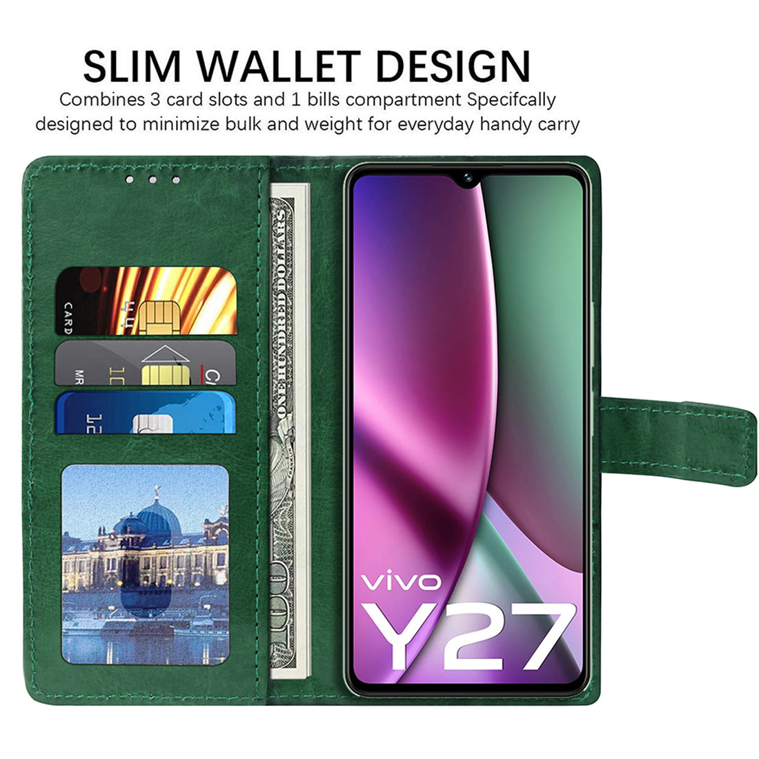 Premium Wallet Flip Cover for Vivo Y27 4G
