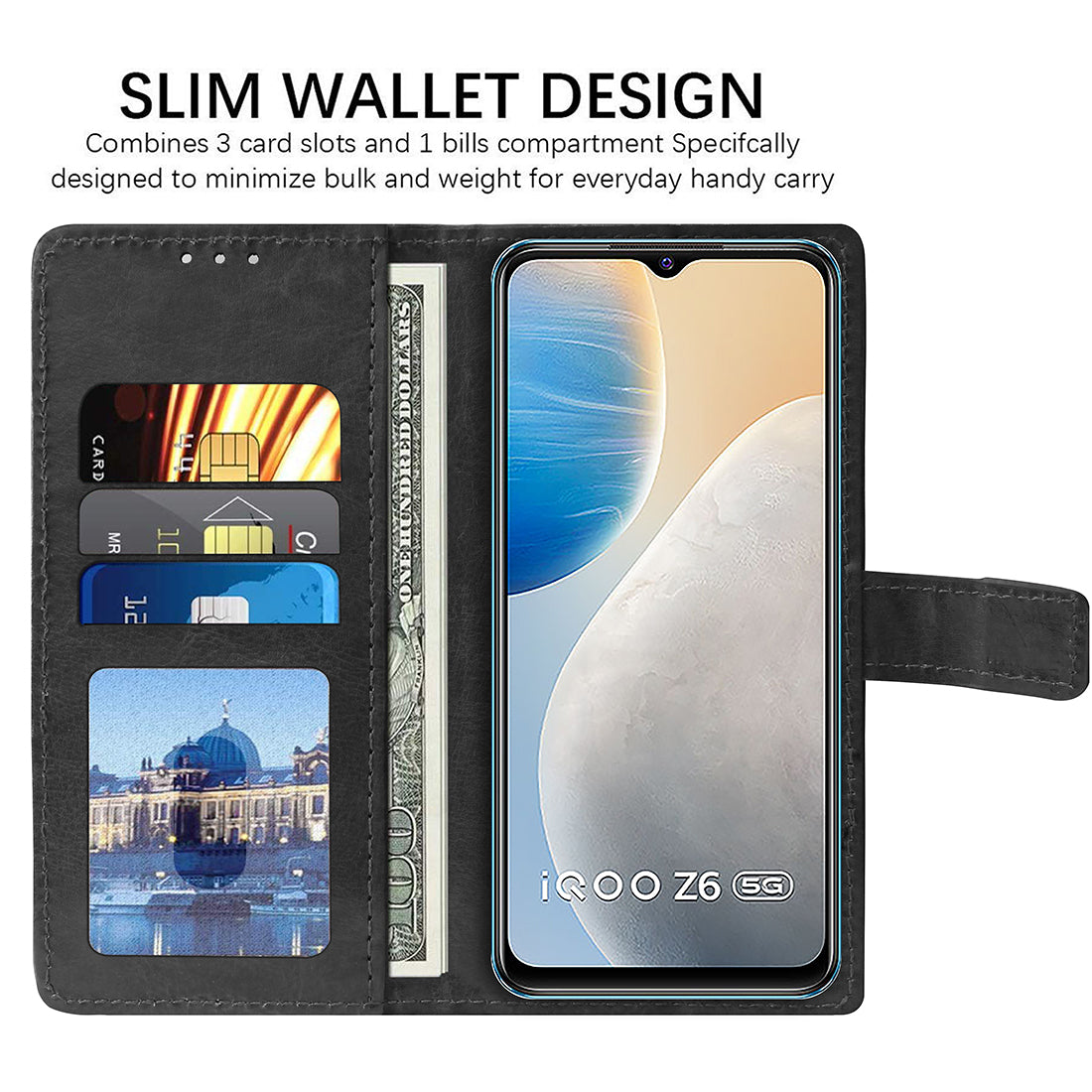 Premium Wallet Flip Cover for Vivo iQOO Z6 5G