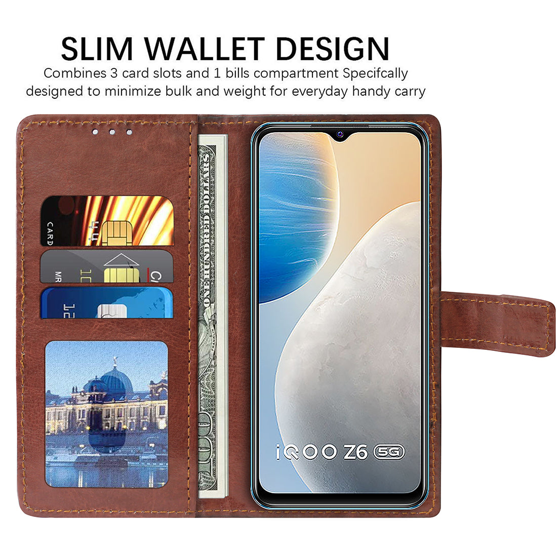 Premium Wallet Flip Cover for Vivo iQOO Z6 5G