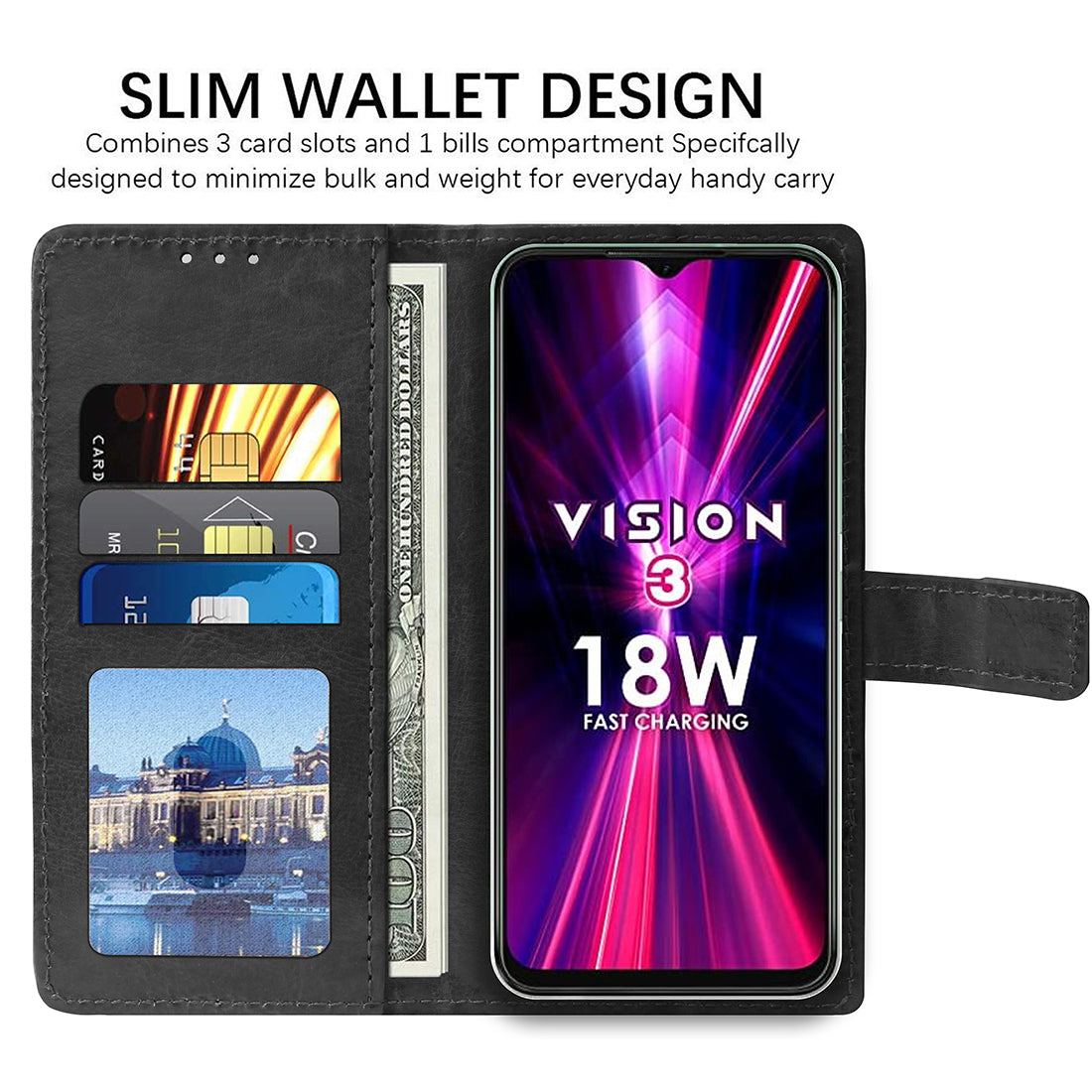 Premium Wallet Flip Cover for Itel Vision 3