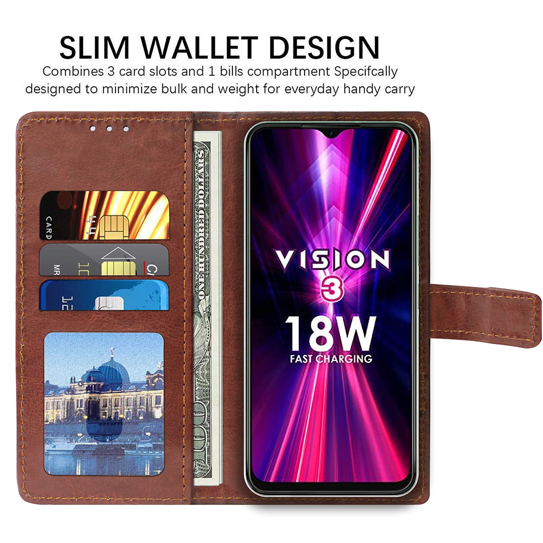 Premium Wallet Flip Cover for Itel Vision 3