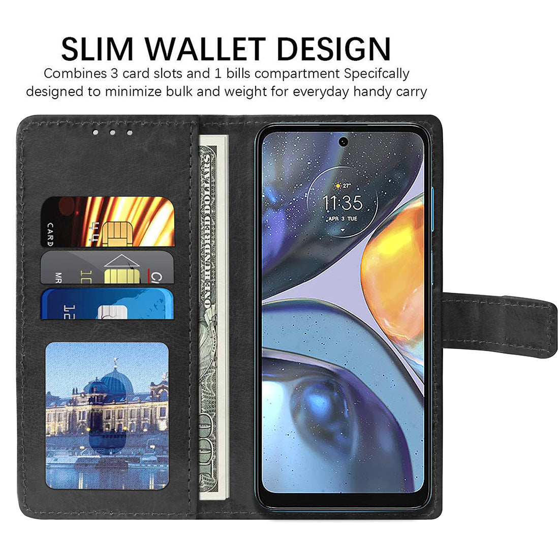 Premium Wallet Flip Cover for Motorola Moto G22 4G