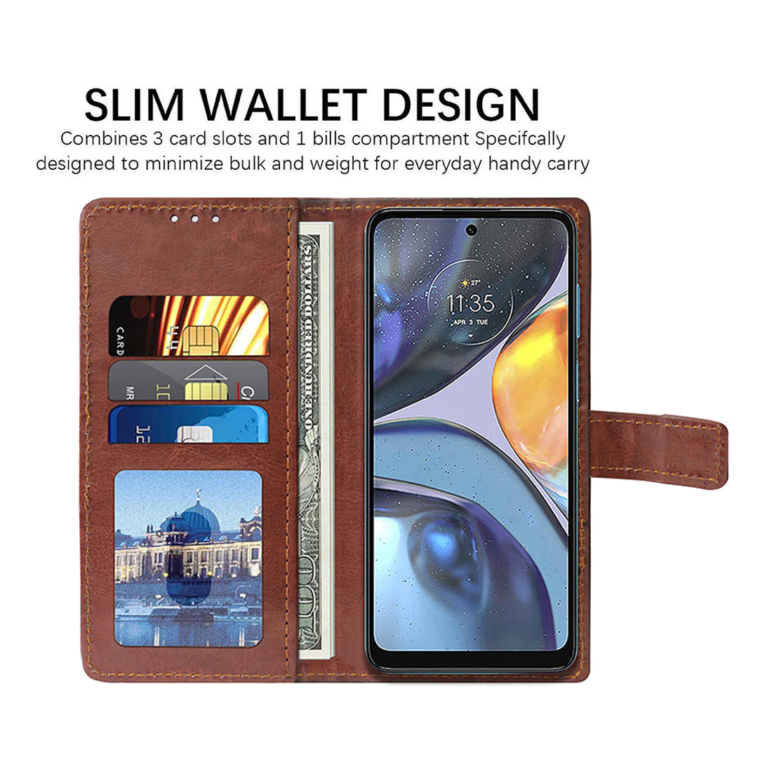 Premium Wallet Flip Cover for Motorola Moto G22 4G