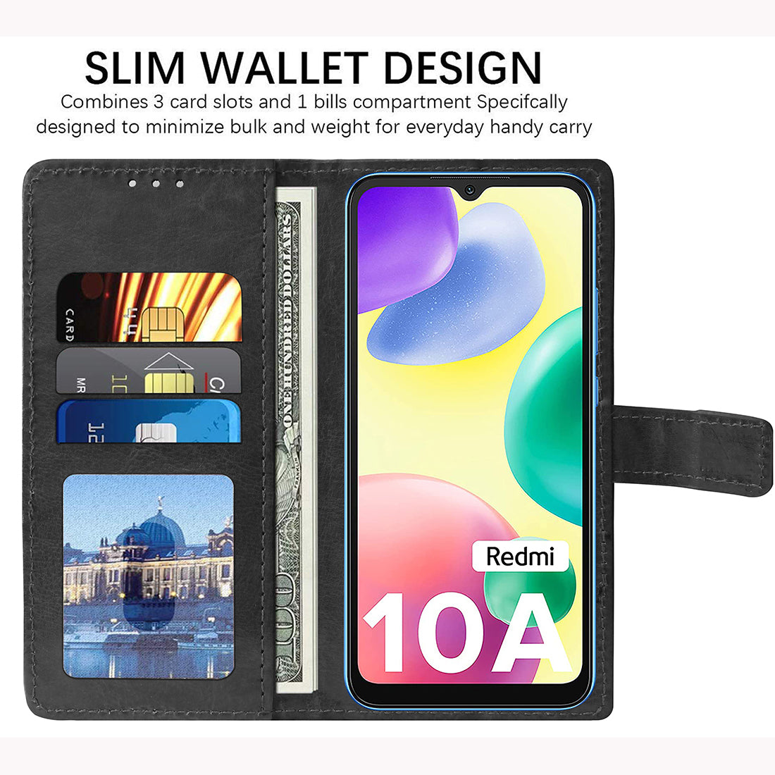 Premium Wallet Flip Cover for Mi Redmi 10A 4G