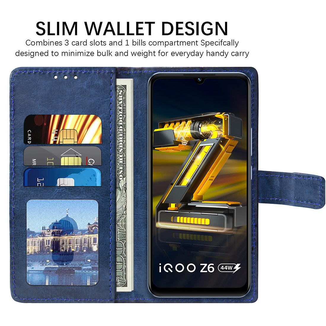 Premium Wallet Flip Cover for iQOO Z6 44W 4G