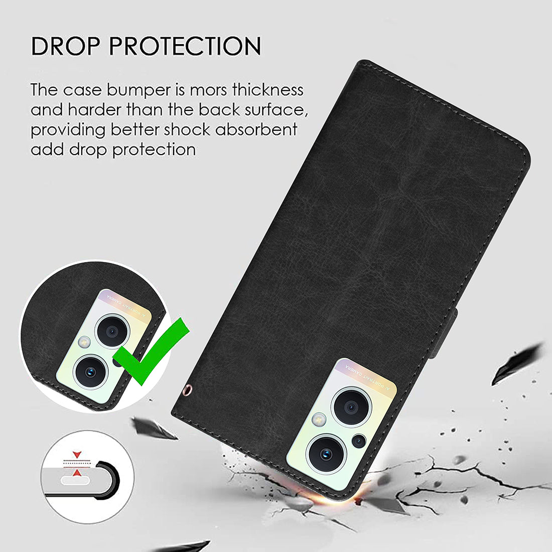 Premium Wallet Flip Cover for Realme Narzo 50 5G / Oppo K10 5G / A77 5G / A57 5G
