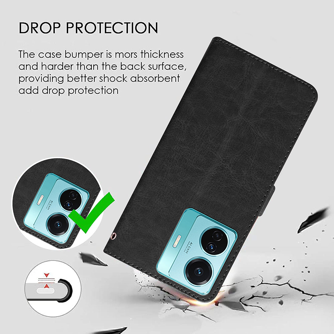 Premium Wallet Flip Cover for Vivo T1 Pro 5G