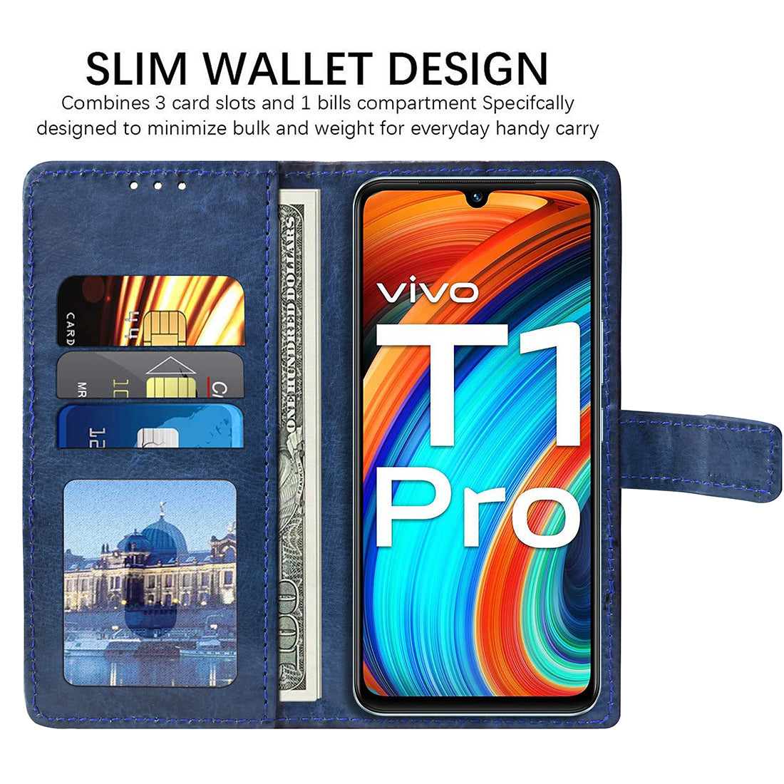 Premium Wallet Flip Cover for Vivo T1 Pro 5G