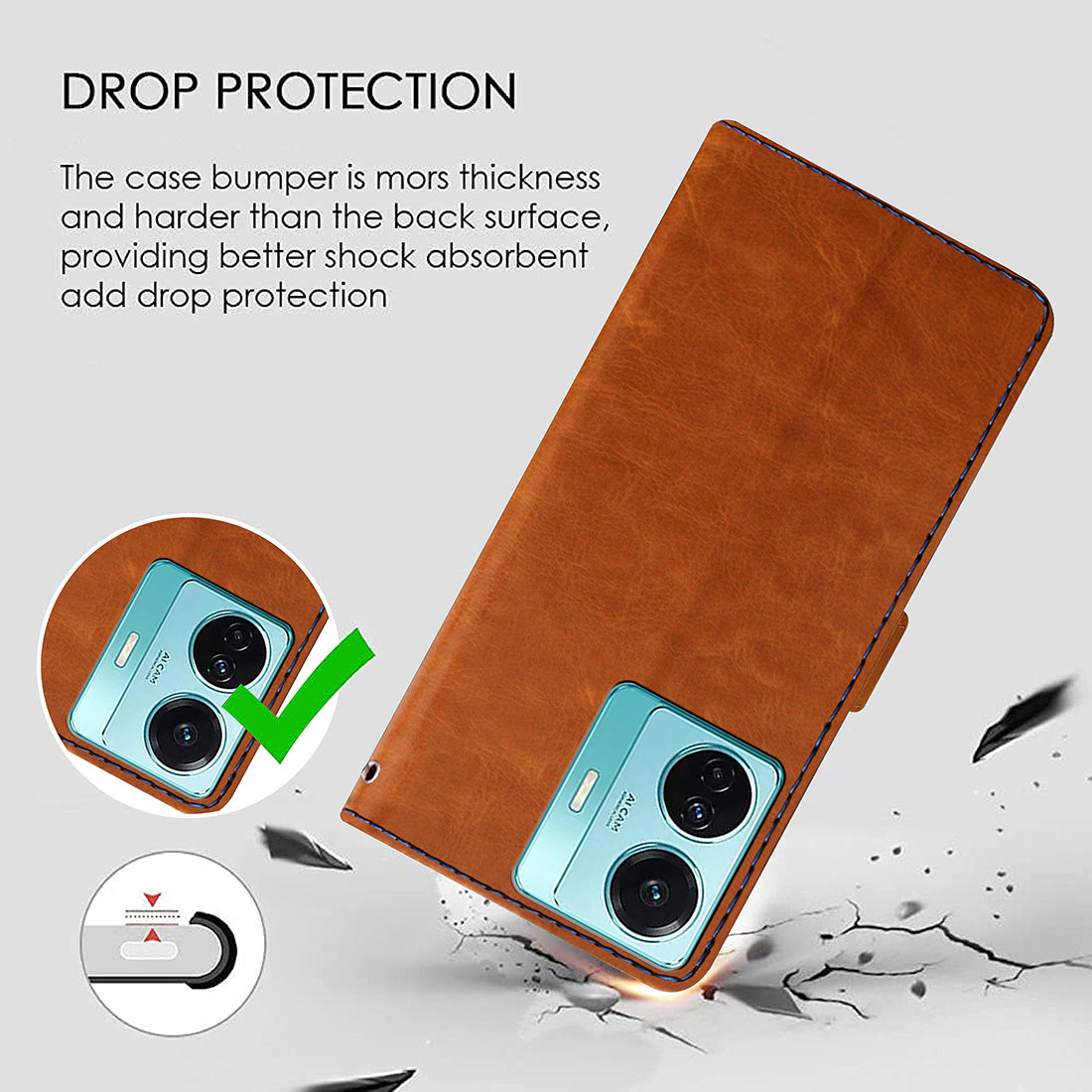 Premium Wallet Flip Cover for Vivo T1 Pro 5G