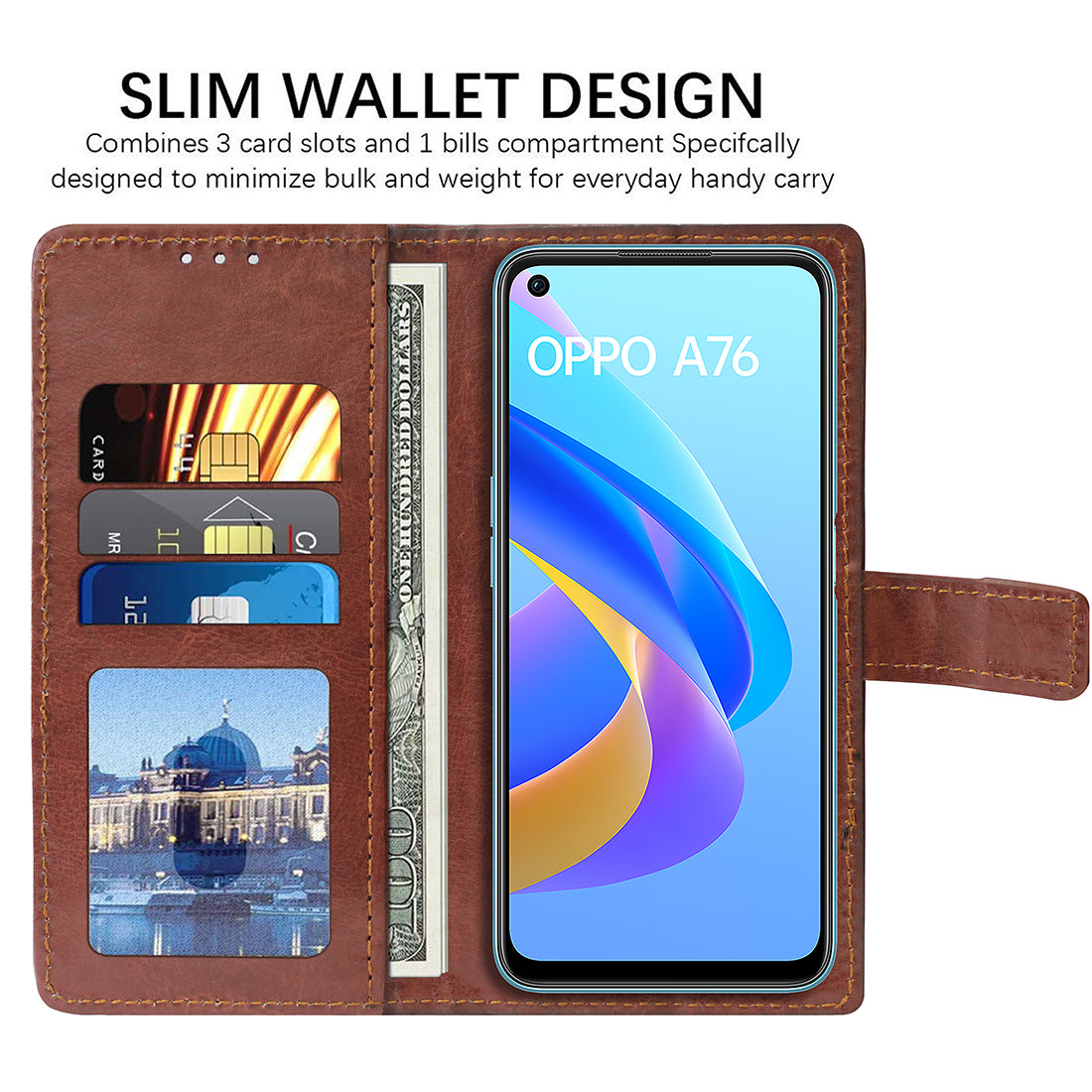 Premium Wallet Flip Cover for Oppo A76 4G / A96 4G / K10 4G