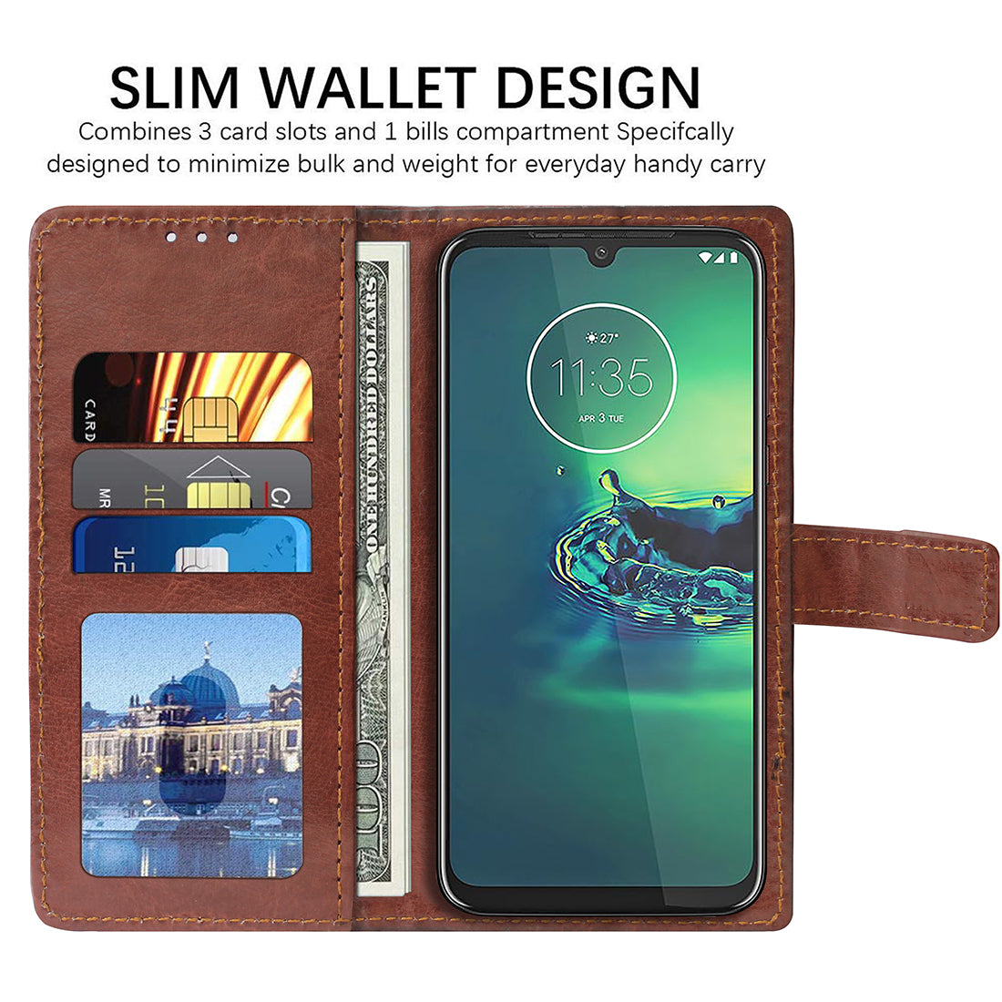Premium Wallet Flip Cover for Motorola Moto G8 Plus 4G