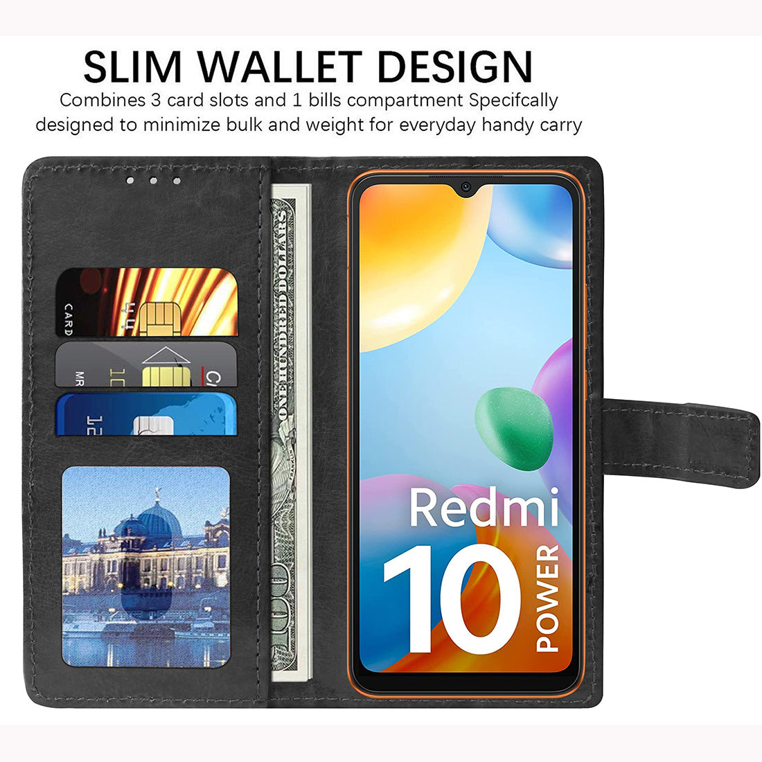 Premium Wallet Flip Cover for Mi Redmi 10 Power 4G / 10 4G