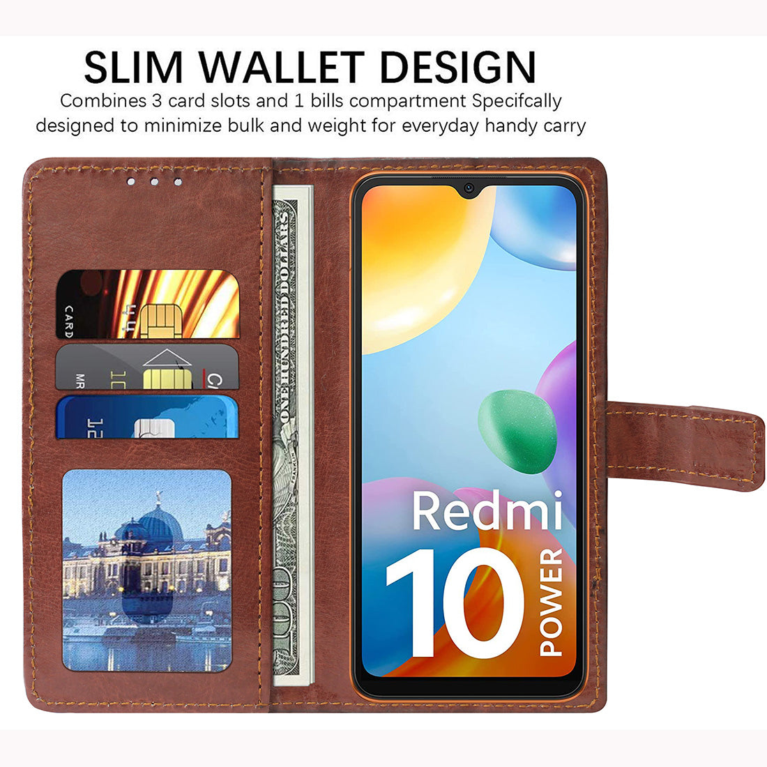 Premium Wallet Flip Cover for Mi Redmi 10 Power 4G / 10 4G