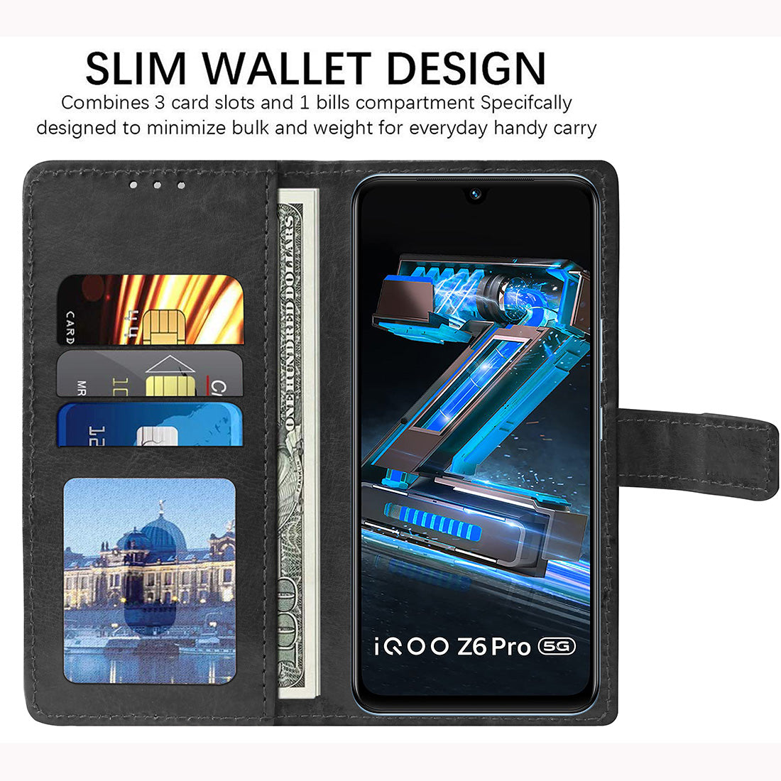 Premium Wallet Flip Cover for iQOO Z6 Pro 5G