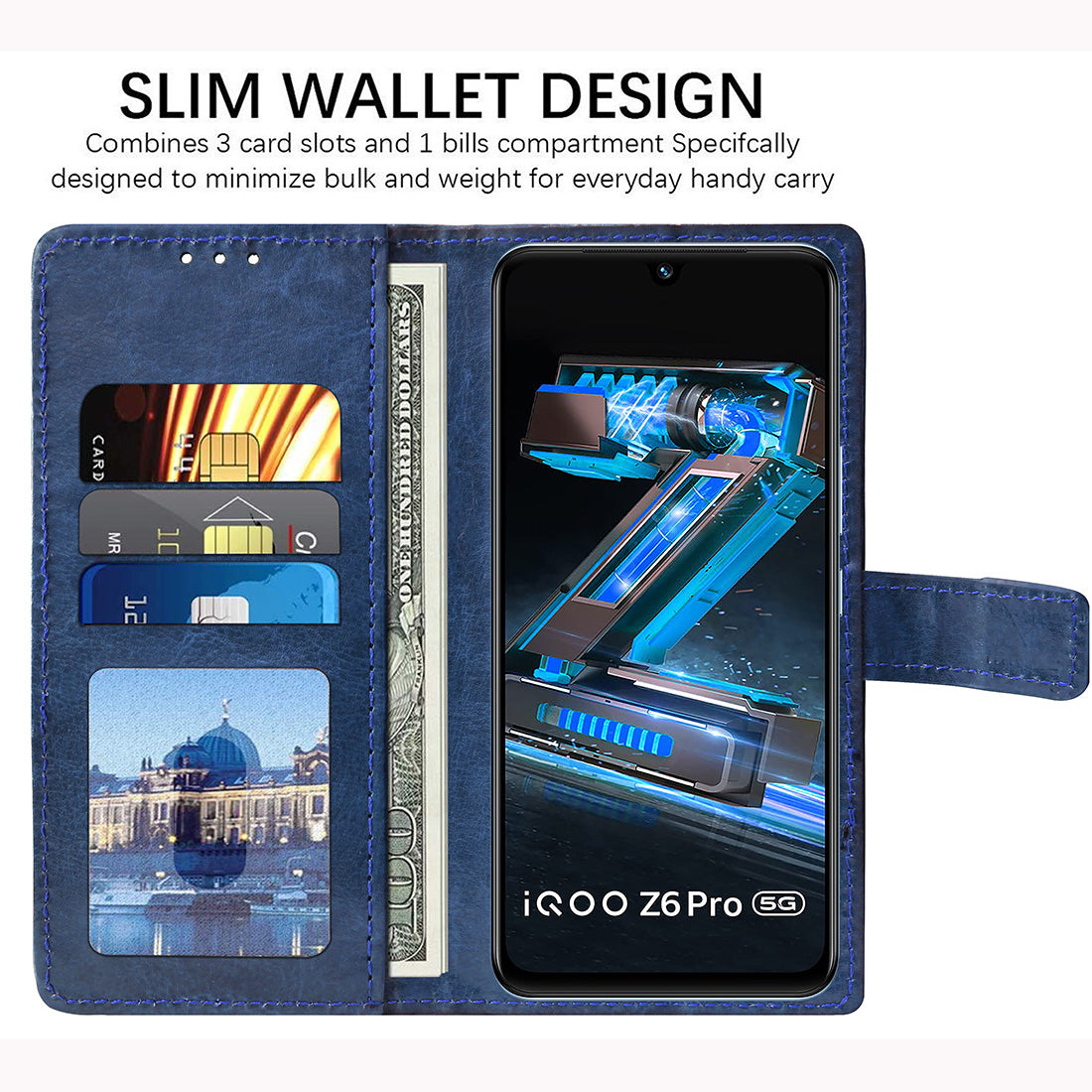 Premium Wallet Flip Cover for iQOO Z6 Pro 5G