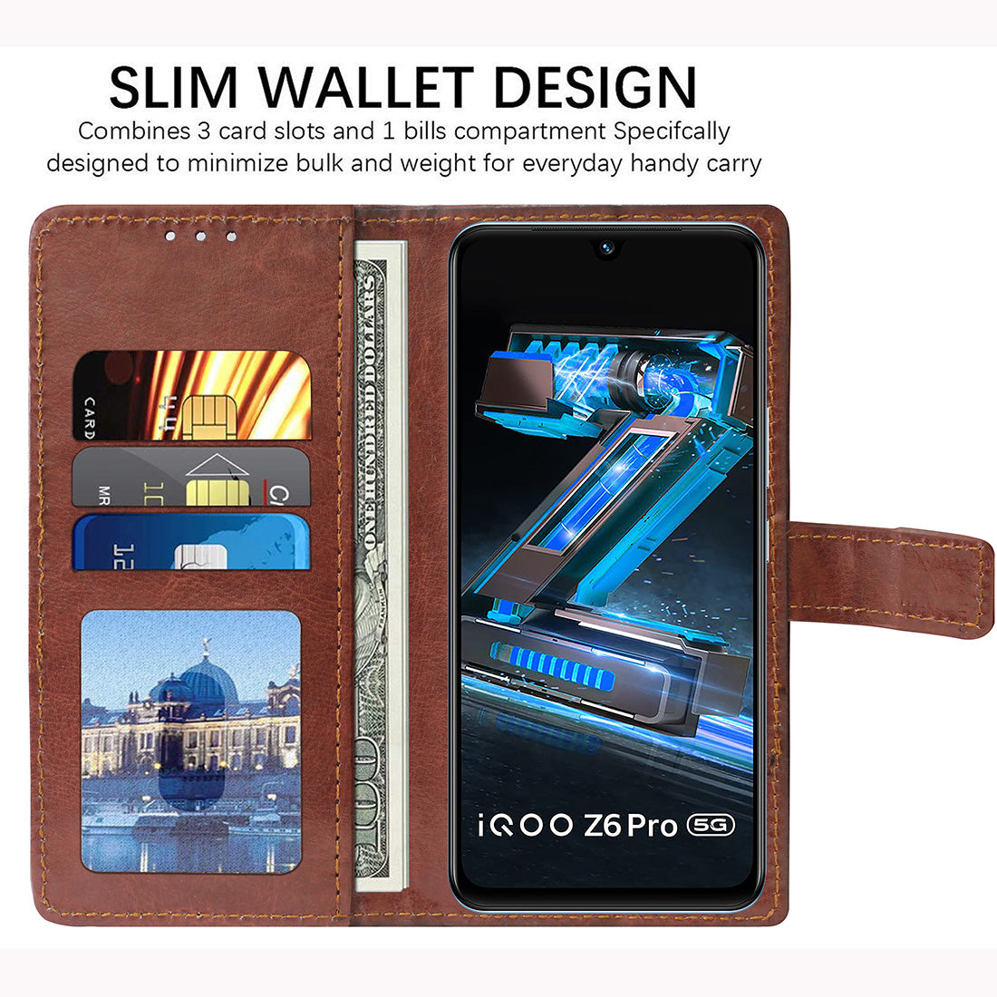 Premium Wallet Flip Cover for iQOO Z6 Pro 5G