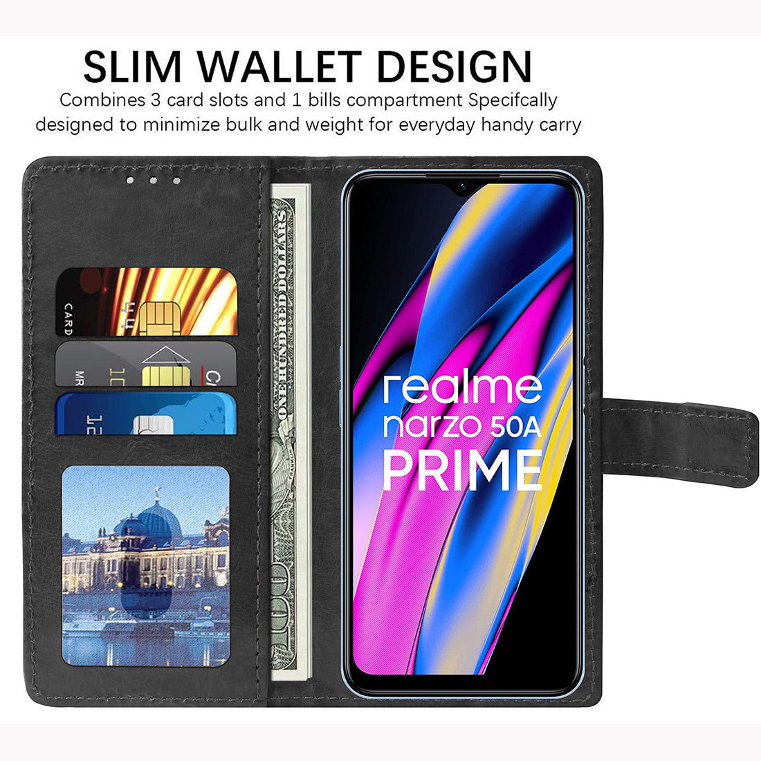 Premium Wallet Flip Cover for Realme Narzo 50A Prime 4G / C35 4G