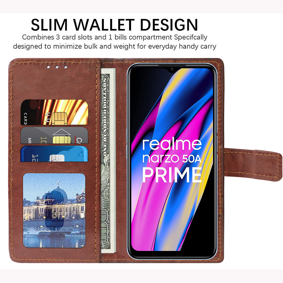 Premium Wallet Flip Cover for Realme Narzo 50A Prime 4G / C35 4G