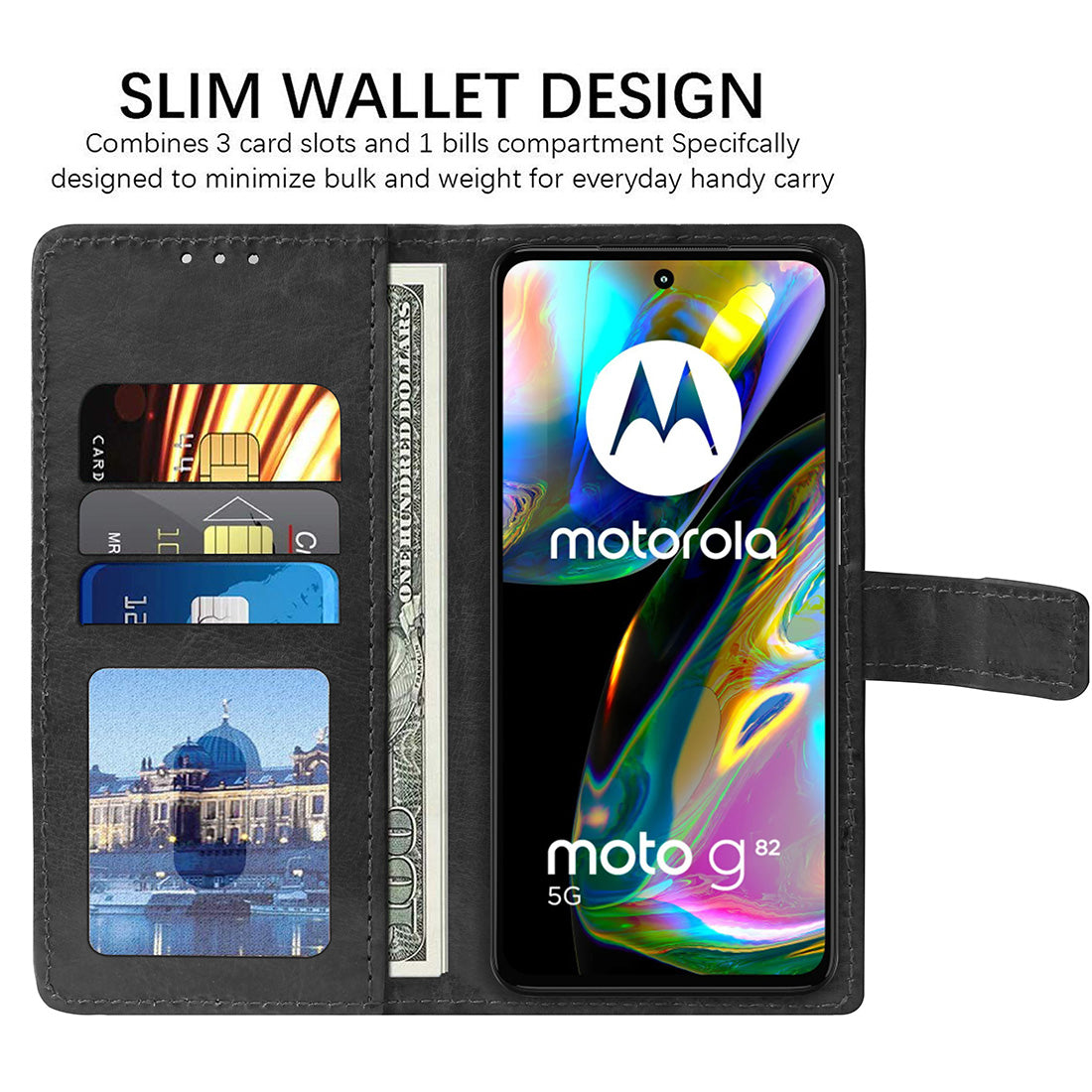 Premium Wallet Flip Cover for Motorola Moto G82 5G / G52 4G