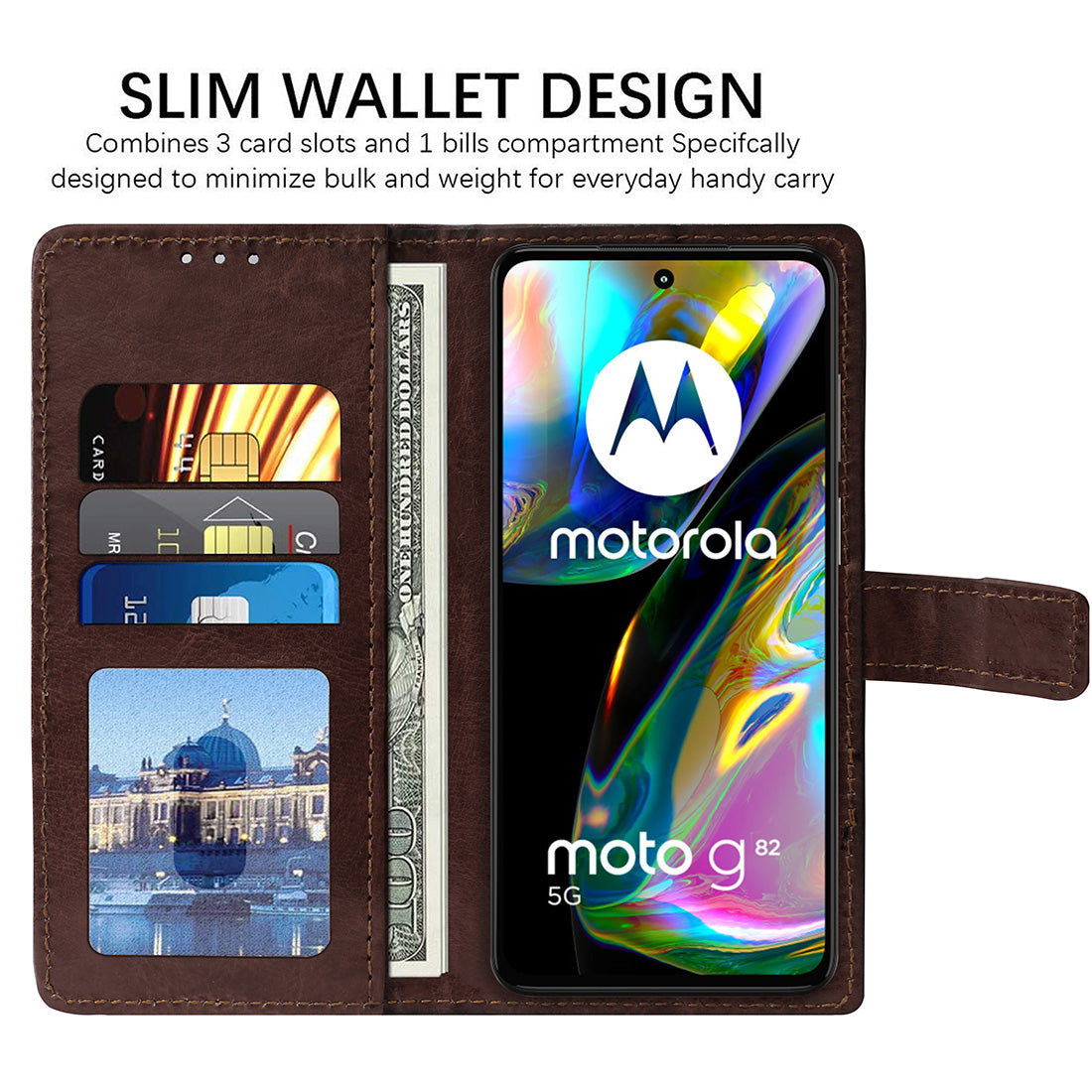 Premium Wallet Flip Cover for Motorola Moto G82 5G / G52 4G