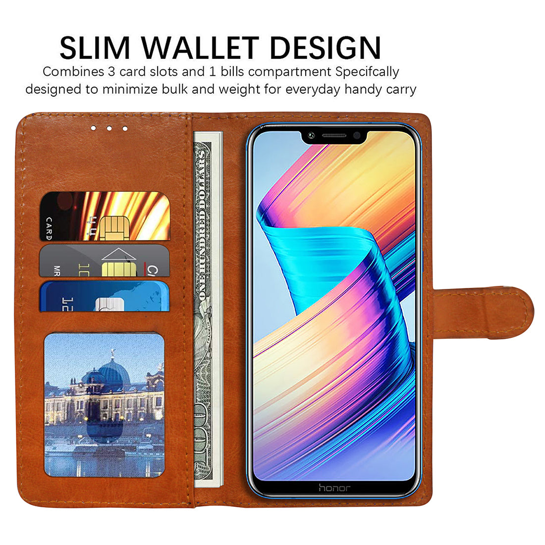 Premium Wallet Flip Cover for Huawei Honor Play