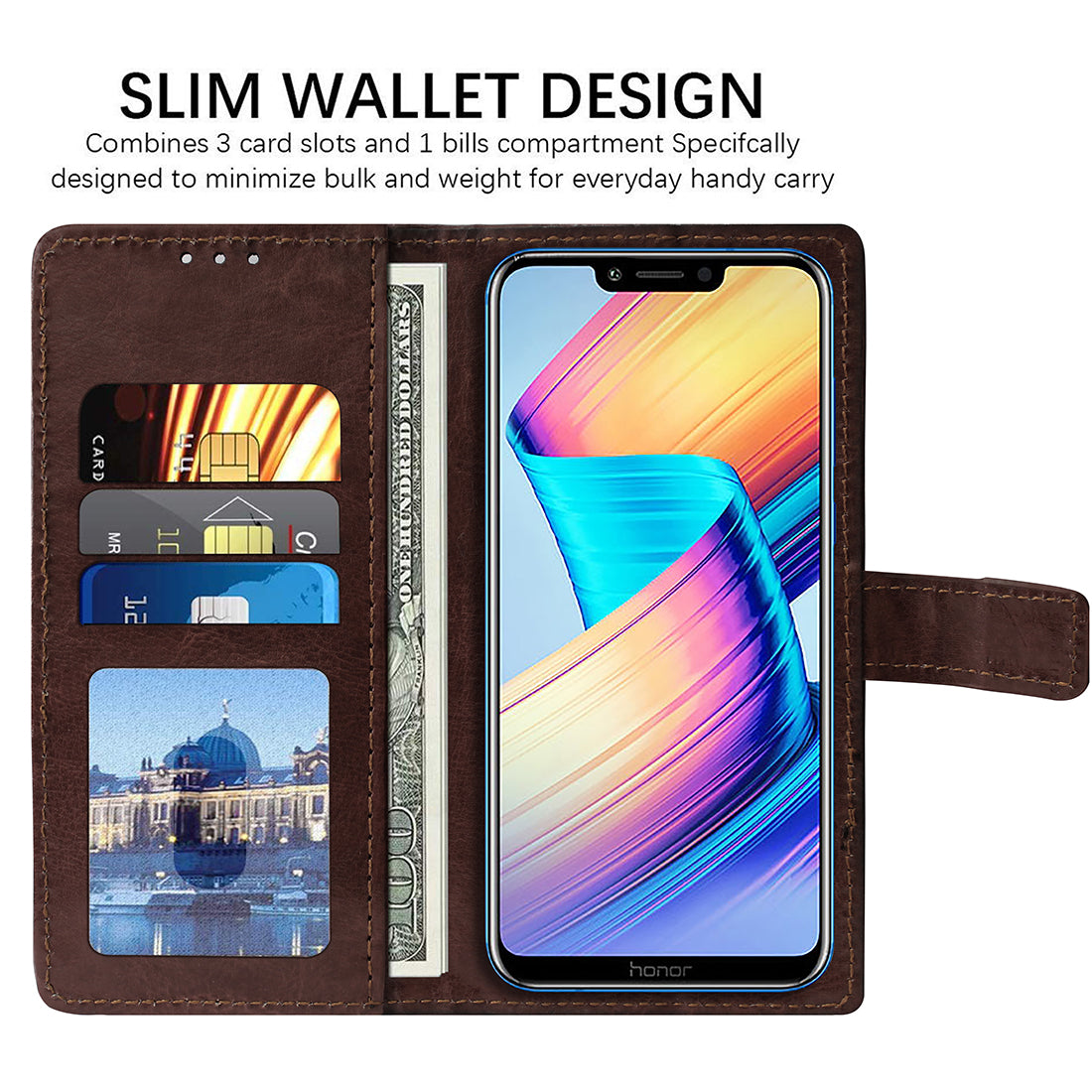 Premium Wallet Flip Cover for Huawei Honor Play