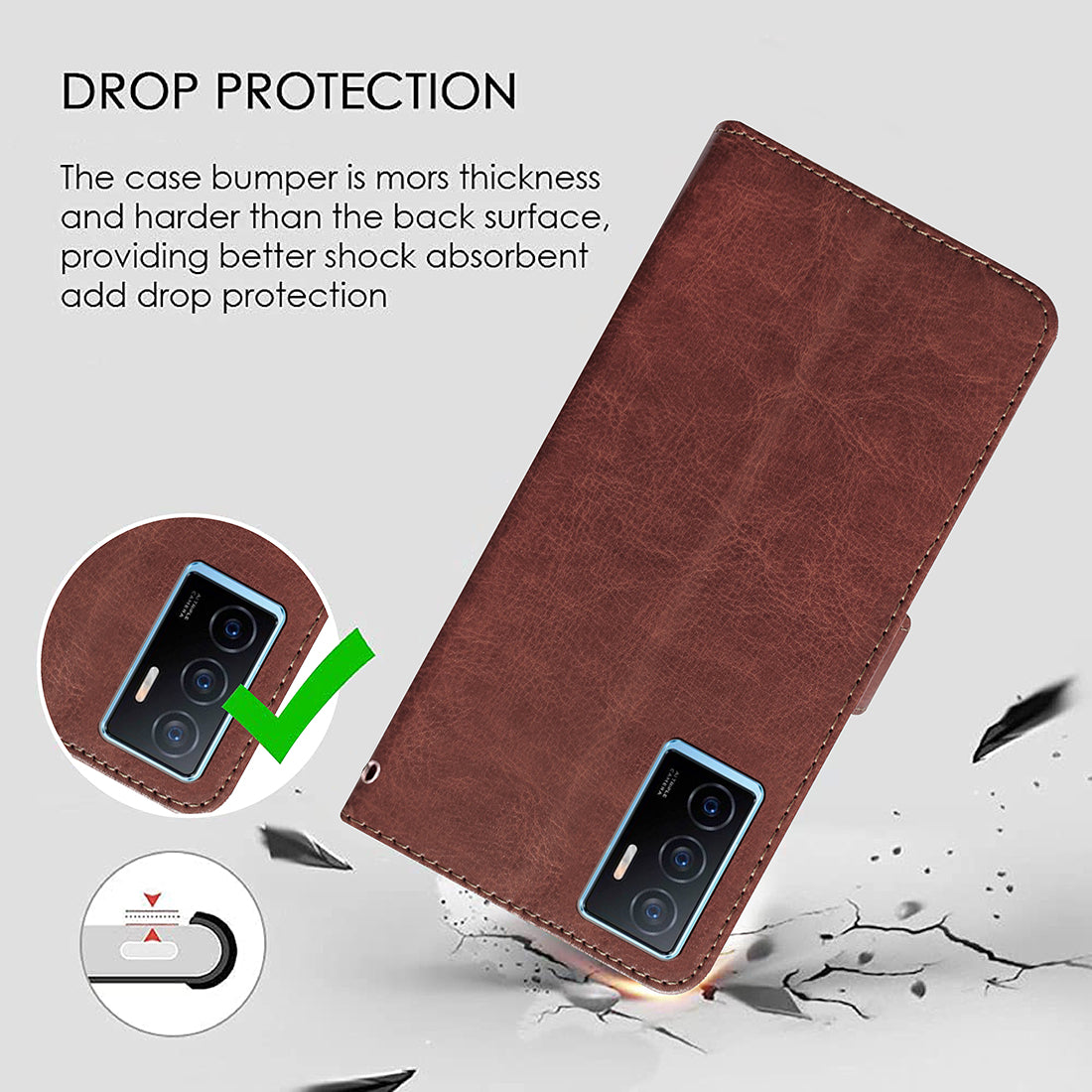 Premium Wallet Flip Cover for Vivo Y75 4G