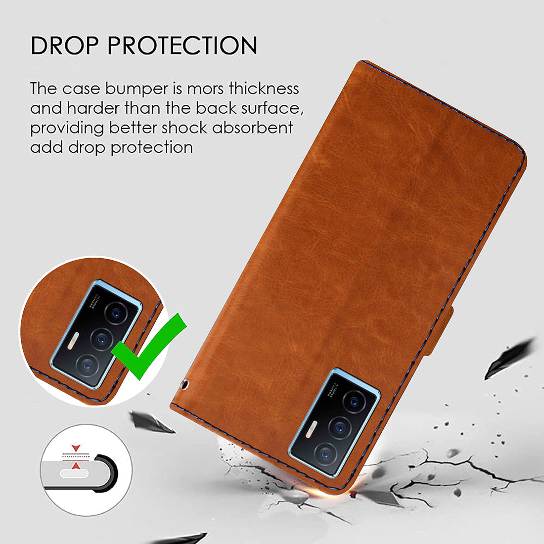 Premium Wallet Flip Cover for Vivo Y75 4G