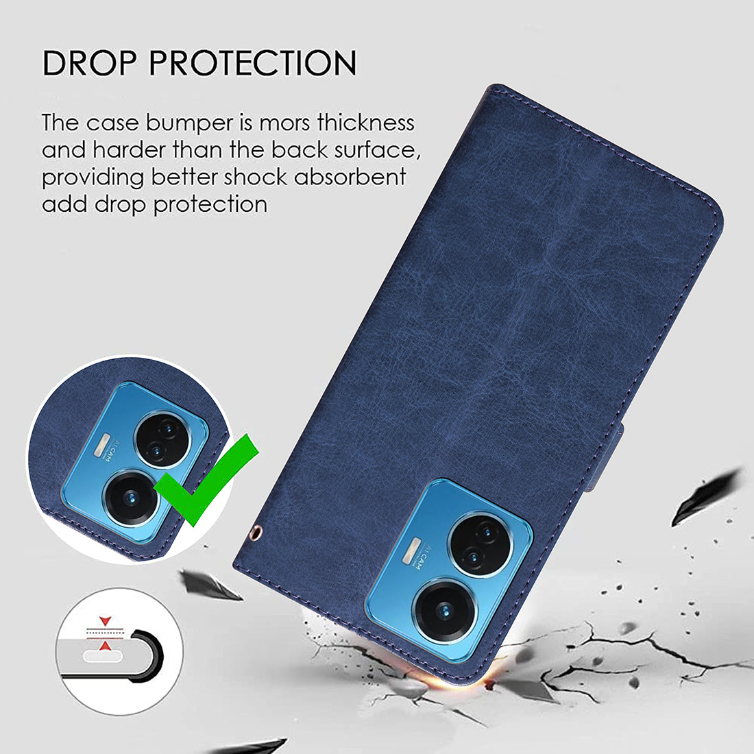 Premium Wallet Flip Cover for Vivo T1 44W 4G