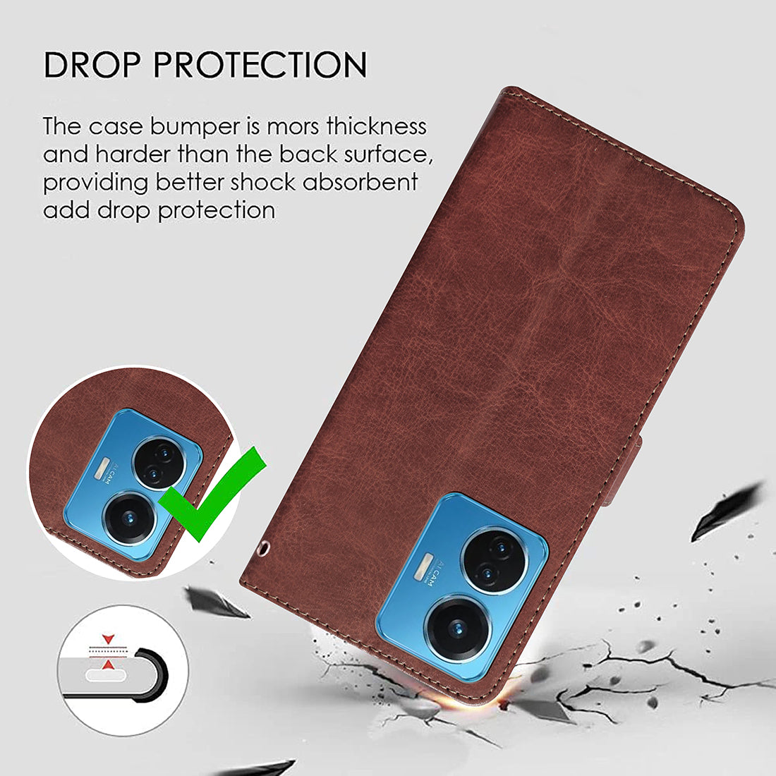 Premium Wallet Flip Cover for Vivo T1 44W 4G