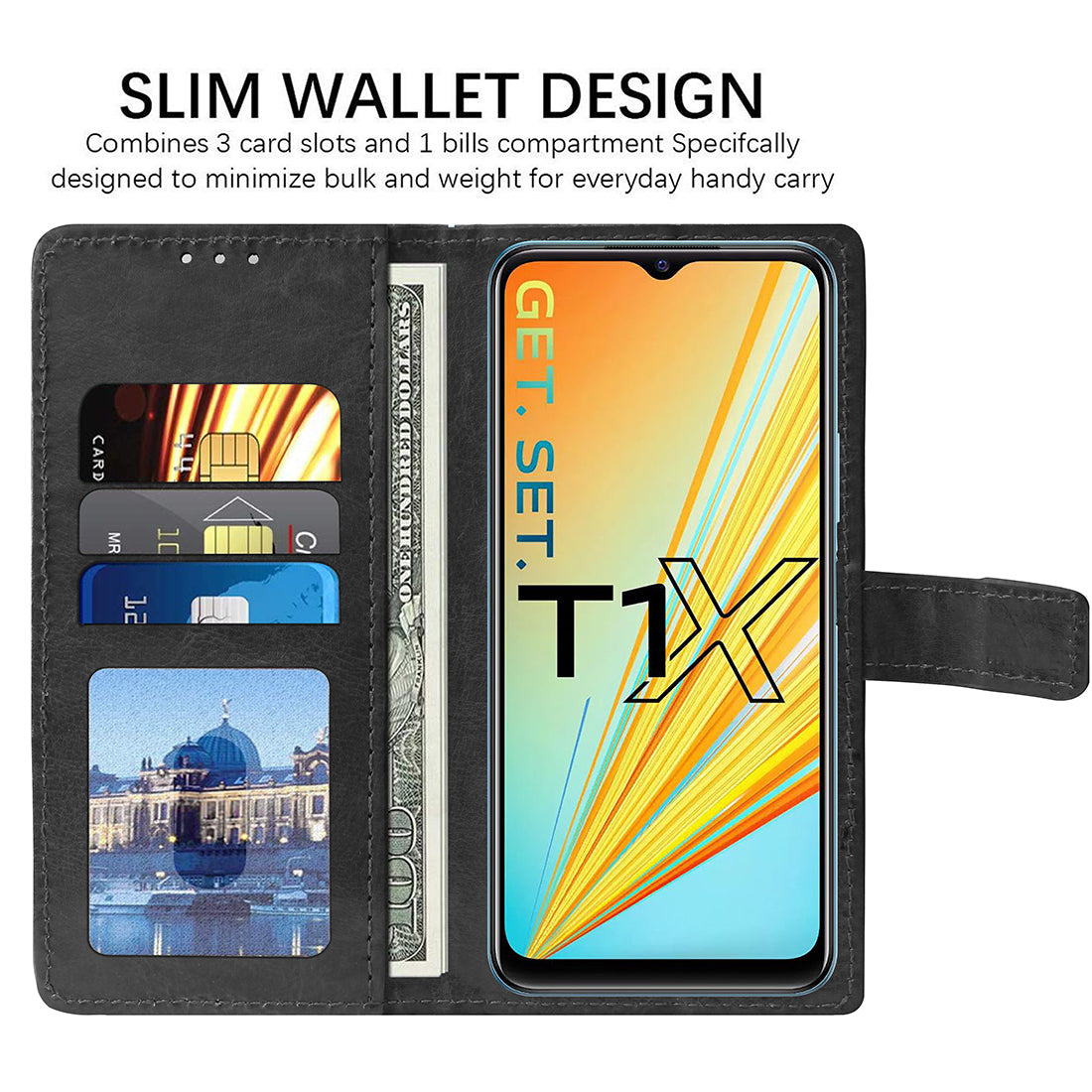Premium Wallet Flip Cover for Vivo T1x 4G