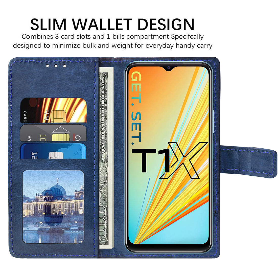 Premium Wallet Flip Cover for Vivo T1x 4G