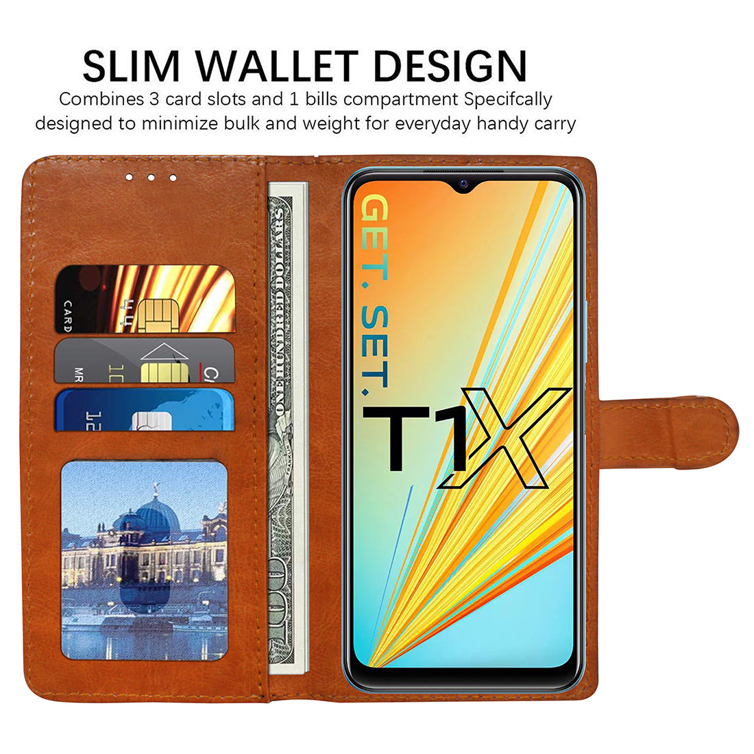 Premium Wallet Flip Cover for Vivo T1x 4G