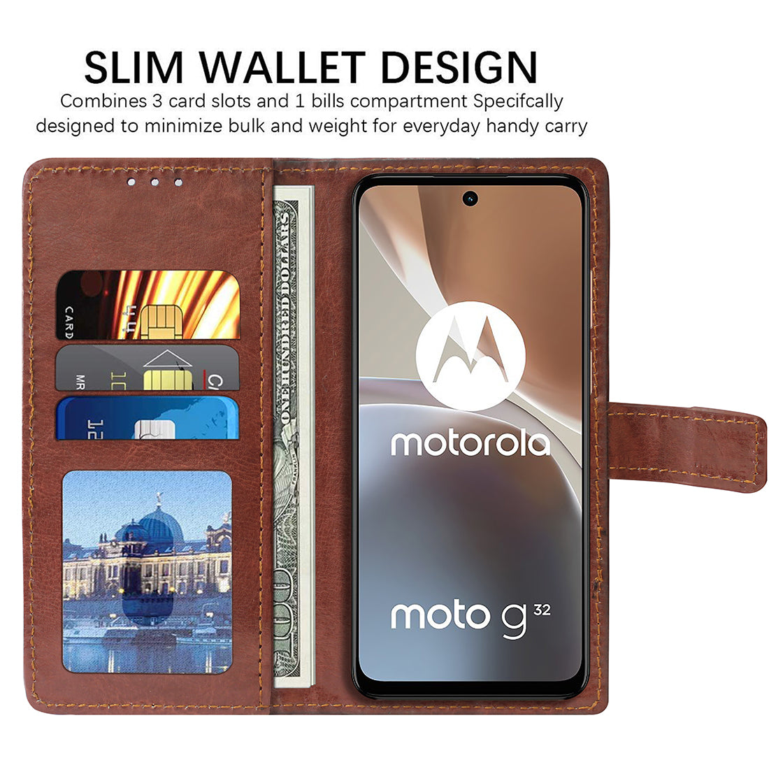 Premium Wallet Flip Cover for Motorola Moto G32 4G