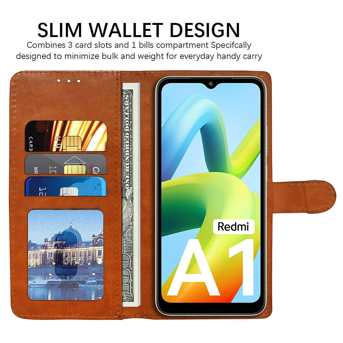 Premium Wallet Flip Cover for Mi Redmi A1 4G