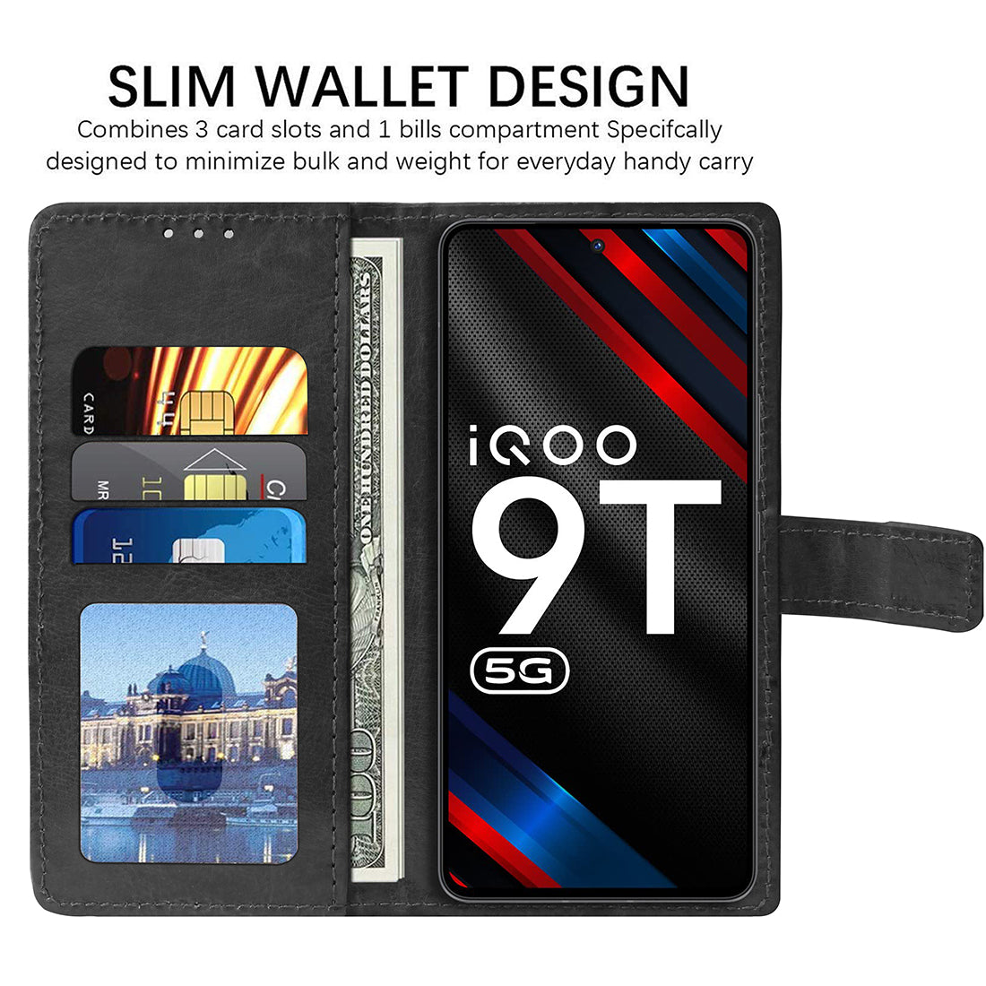 Premium Wallet Flip Cover for iQOO 9T 5G