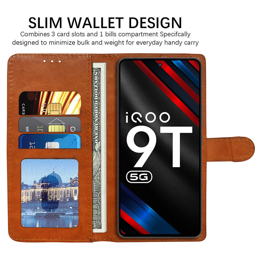 Premium Wallet Flip Cover for iQOO 9T 5G