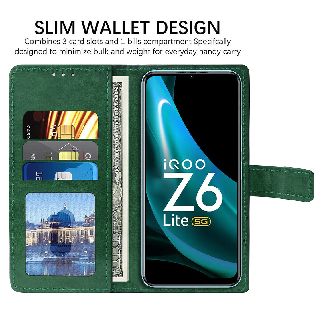 Premium Wallet Flip Cover for iQOO Z6 Lite 5G