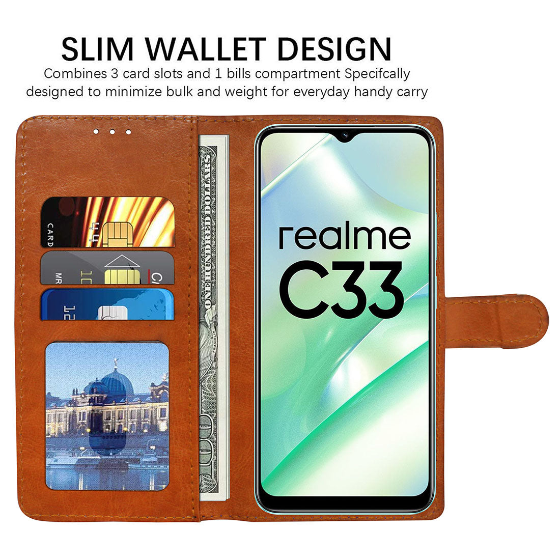 Premium Wallet Flip Cover for Realme C33 4G