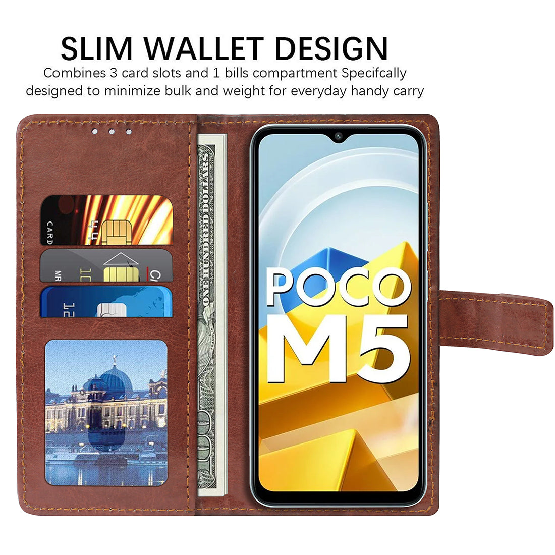 Premium Wallet Flip Cover for Poco M5 4G