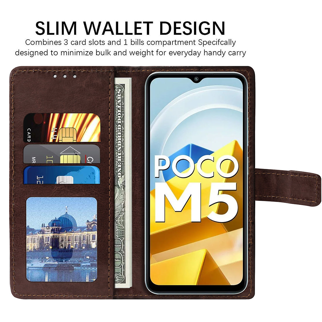 Premium Wallet Flip Cover for Poco M5 4G